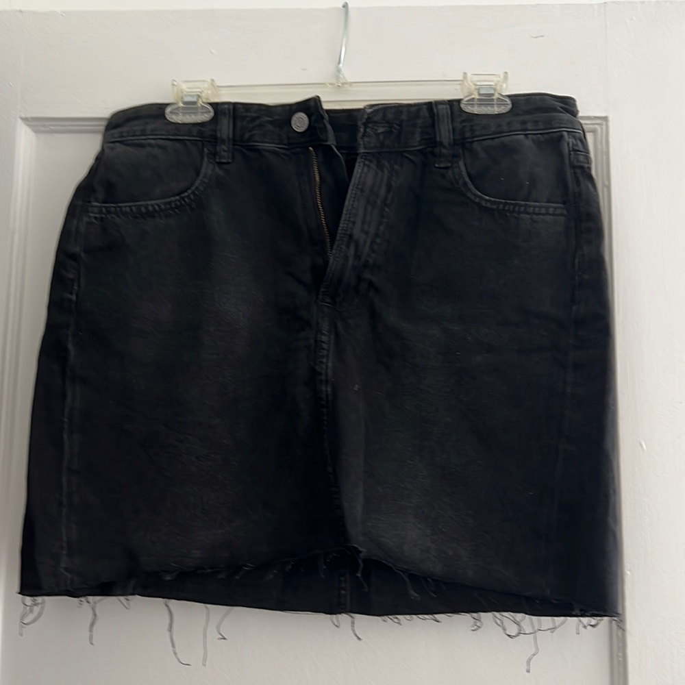 Black denim skirt